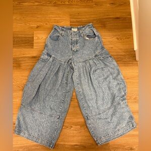 We The Free Blue Wide-Leg Denim Pants